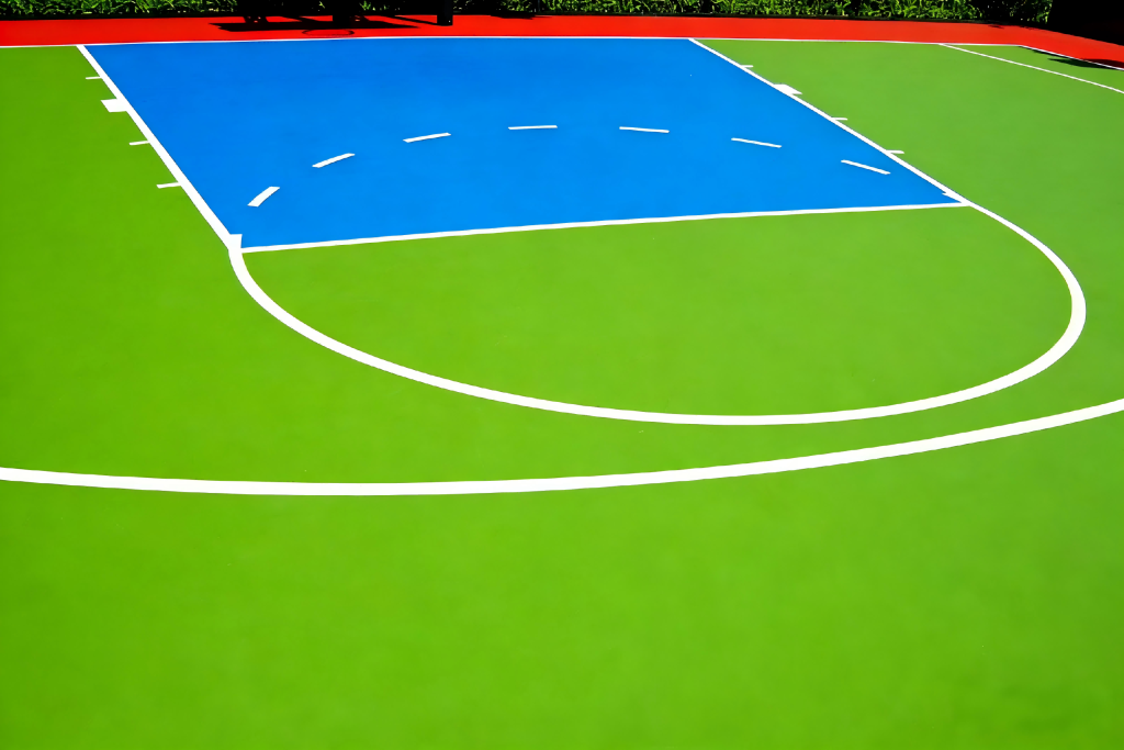 Silicone PU court systems for multi-sport outdoor use