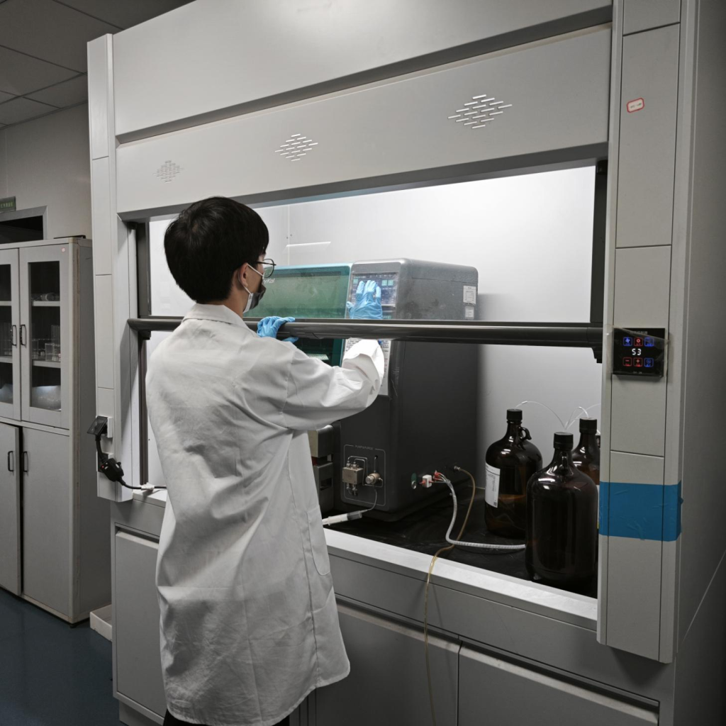 Baikon R&D laboratory testing sports court material samples