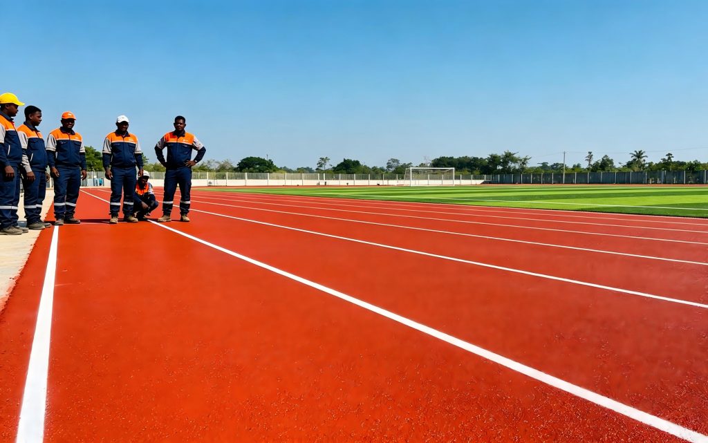 Polyurethane running track construction in Southeast Asia