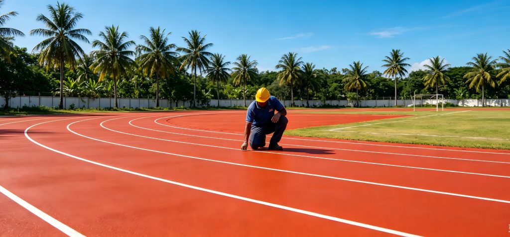 Completed polyurethane running track built for Southeast Asia's climate